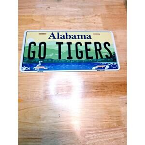 NCAA Go Tigers  License Plate Tag Metal Auburn Blue Sign Retro SEC Bar New